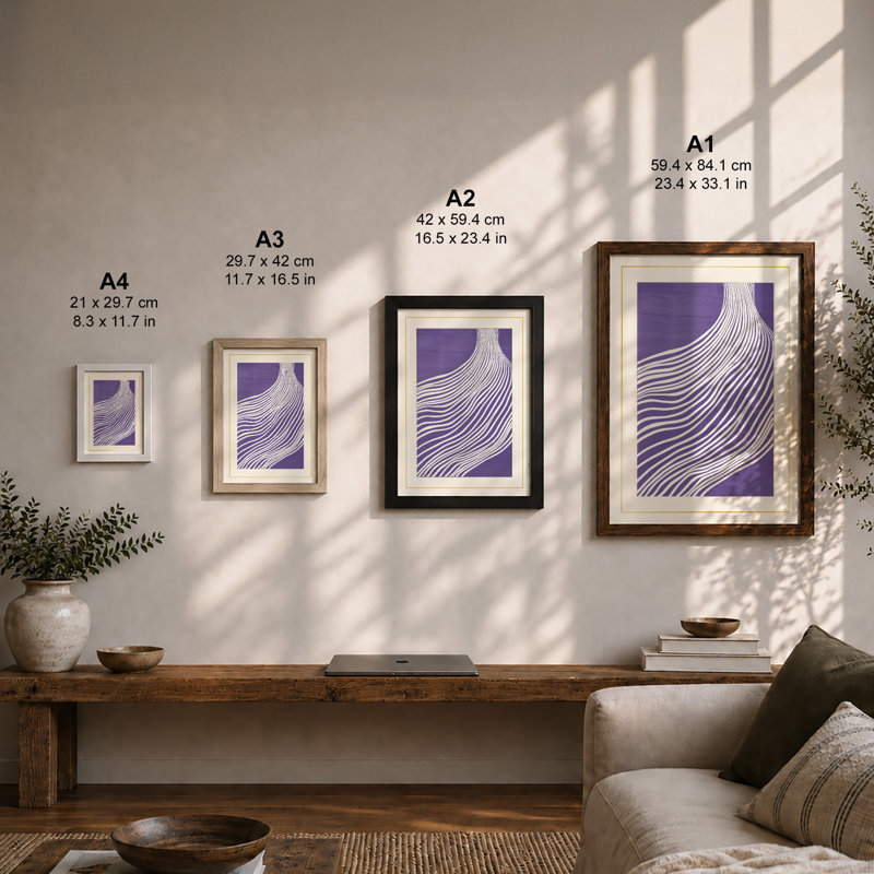 Purple Rhythm Abstract - Print, A2 - 59.4 x 42.0 cm, Black