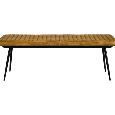 Camel et banc foncé pour divers espaces - Chambre à manger idéale, avec coussin en mousse, base en métal, chambre brune, revêtement en cuir fin, fabrication stable