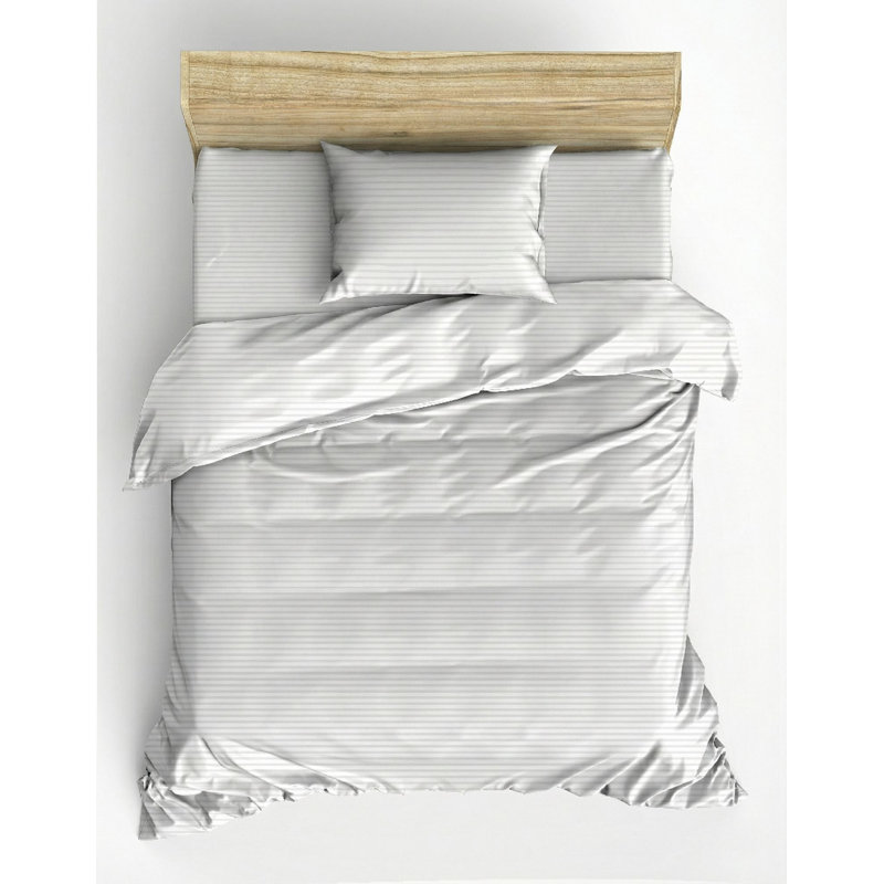 Luxurious 100% Cotton Satin Quilt Cover Set, White | Duvet Cover 53.1 x 78.7, Pillowcase 31.5 x 31.5 | Reactive Printing, Machine Washable, 211 Thread Count, Button Closure for Duvet, Envelope Closure for Pillowcase