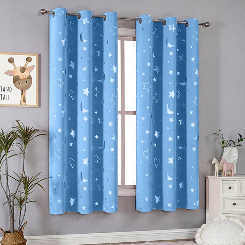 Paire de rideaux avec rideaux superposés de 51 po x 53 po pour chambre à coucher, Blue