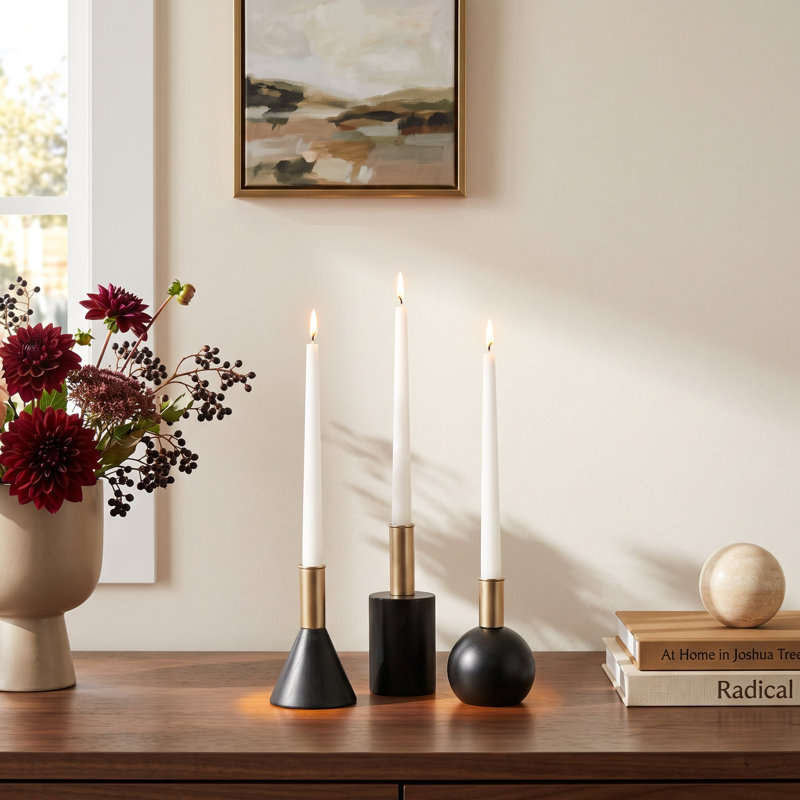 Imari Wood Tabletop Candlestick