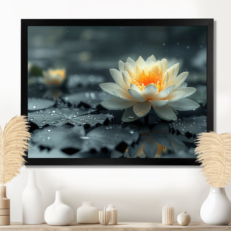 Roberson, impression d'art mural Lotus, H 30 po x l 40 po, Cadre simple noir