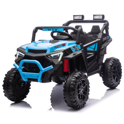 24V 400W Kids Ride On Electric UTV W/Parents Remote Control,Four-Wheel Suspension,LED Lights,Portable Handle,Advanced Center Panel With USB,MP3,Music,Bluetooth,,Power Display For Kids Aged 3+.