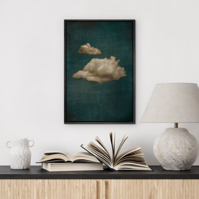 Œuvre de décoration murale minimaliste de tons bicolores bleu marine foncé 2