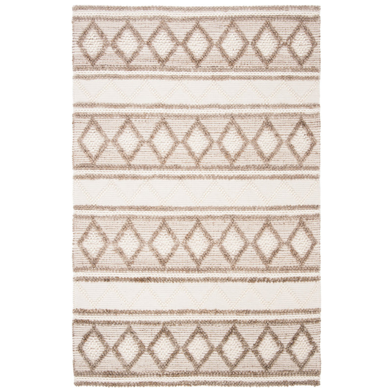 Tommy Natural Fiber Flat Weave Jute/Wool/Cotton Geometric Rug in Taupe/Ivory, Rectangle 9' x 12'