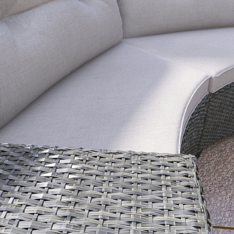 Ensemble de canapé d'extérieur en osier 8 pièces avec coussin 8 pièces, Beige