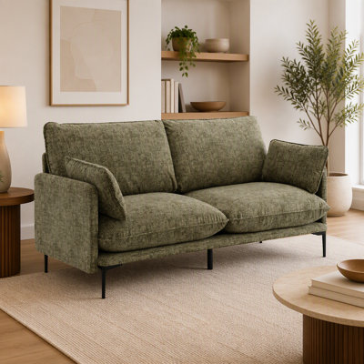 Canapé en tissu vert avec 2 coussins - Comprend des coussins compressés