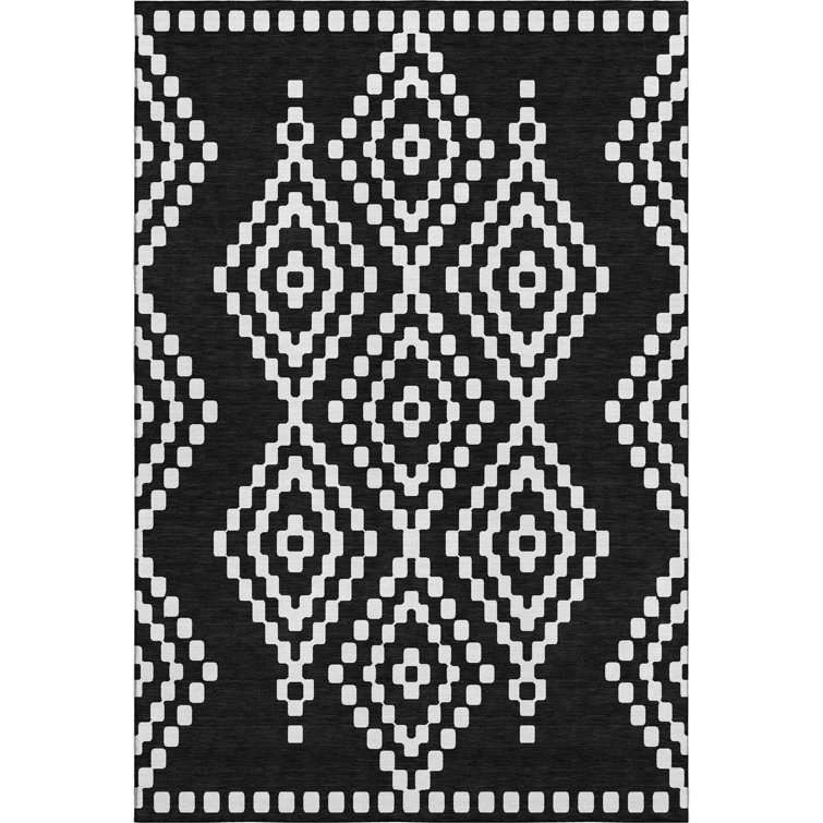 Premium Machine Washable Prisco Black Rug