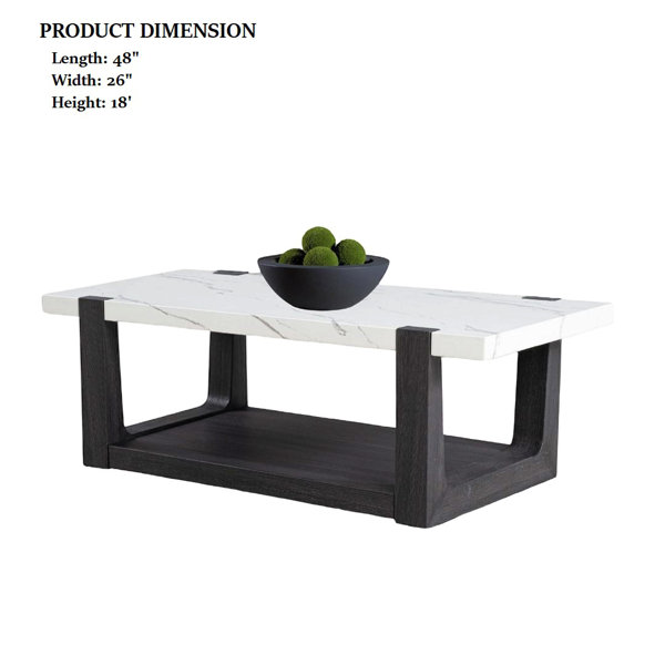 Latitude Run® Modern Contemporary Style 1Pc Coffee Table Faux Marble ...