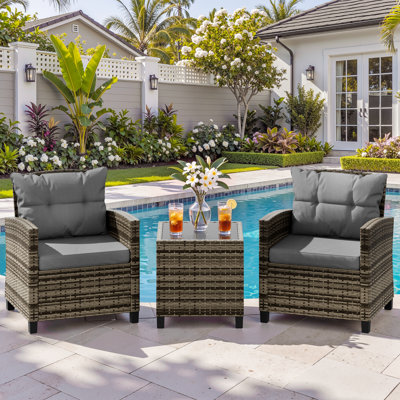 Arlayne 2-Person Outdoor Patio Seating Group with Cushions