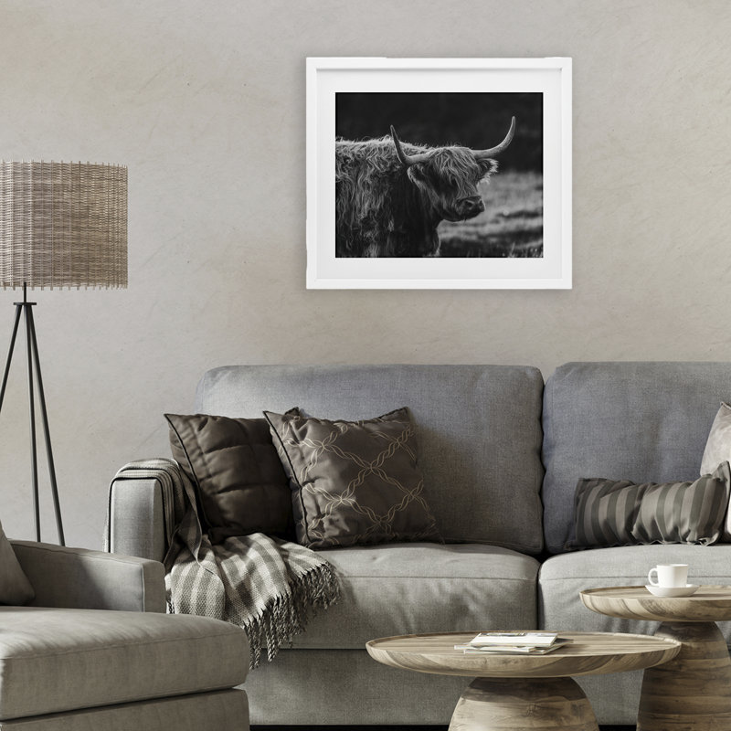 «Bold Scottish Highland», reproduction d'art sous verre encadrée, design par Crystal Lynn Collins, H 17 po x l 21 po