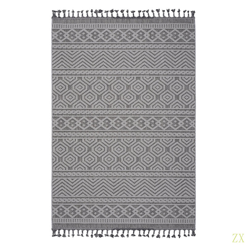 Tapis d'intérieur / extérieur à motif géométrique 6X9 Guros Collection, Rectangle 6 pi 7 po x 7 pi 9 po