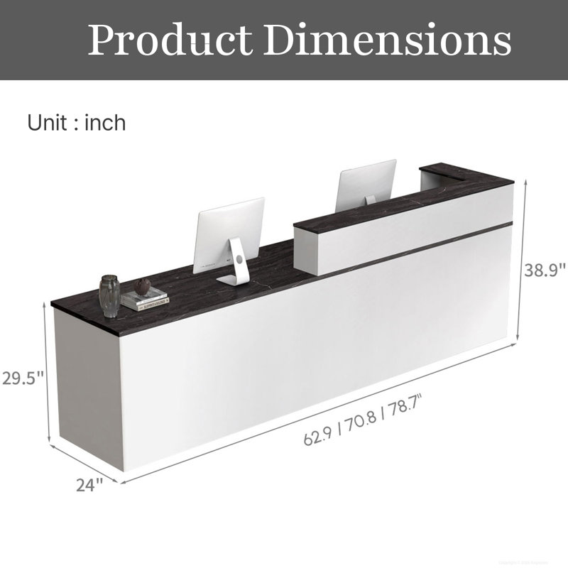 Modern Reception Desk With Elevated Corner Storage – Functional Office Desk With Lockable Drawers And Cable Management