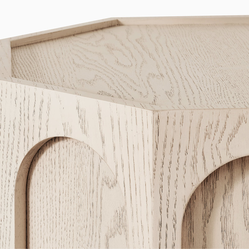 Table d'appoint en bois massif blanchi à la chaux 18 pouces Hernest, White