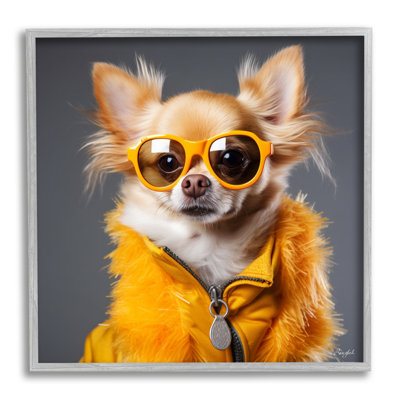 Portrait de chihuahua tendance encadré sur bois par Roozbeh