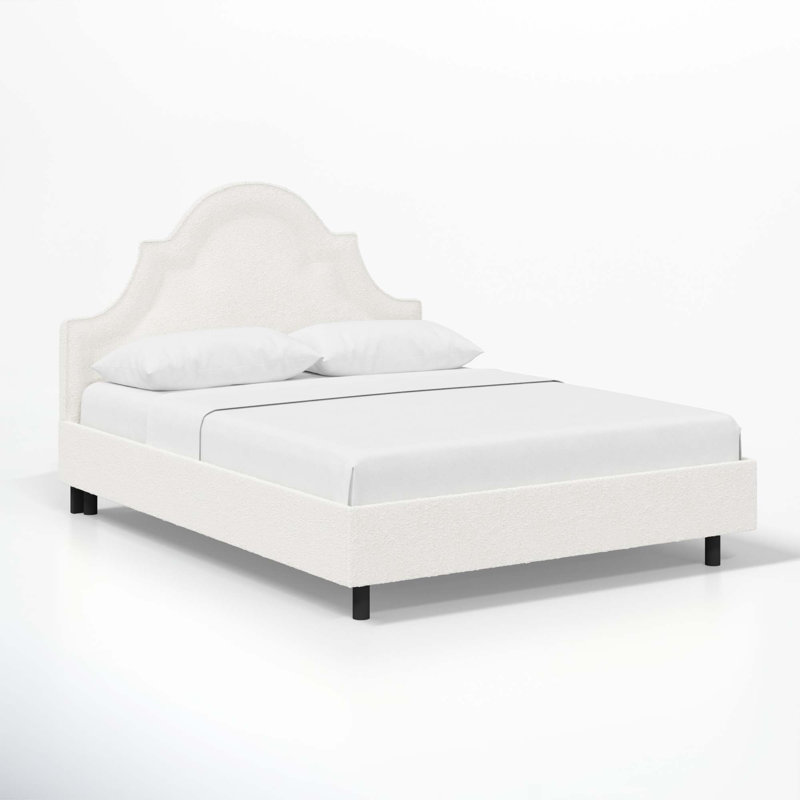 Lit plateforme tapissier Knipe, Très grand, Boucle neige classique
