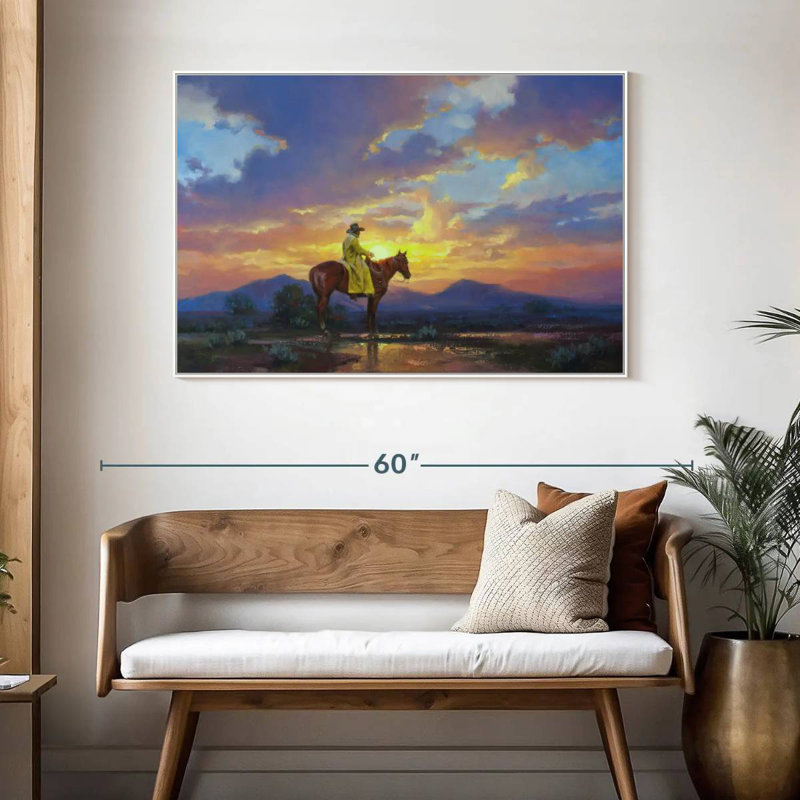 Soleil brûlant, 46 po x 31 po, Cadre flottant blanc
