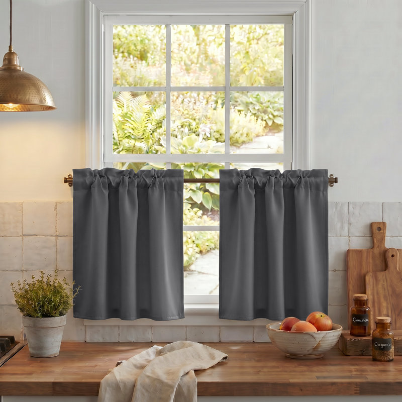 Polyester Blackout Rod Pocket Valance, 29" W x 30" L, Gray