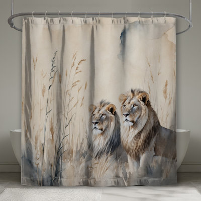 Two Male Lions Shower Curtains Extra Long
