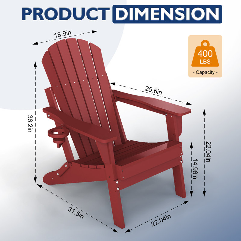 Set Of 6 Hdpe Folding Adirondack Chair, Red