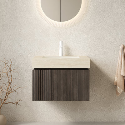 Dessus de meuble-lavabo 24 "à espresso flottant 1 trou Roma Travertine