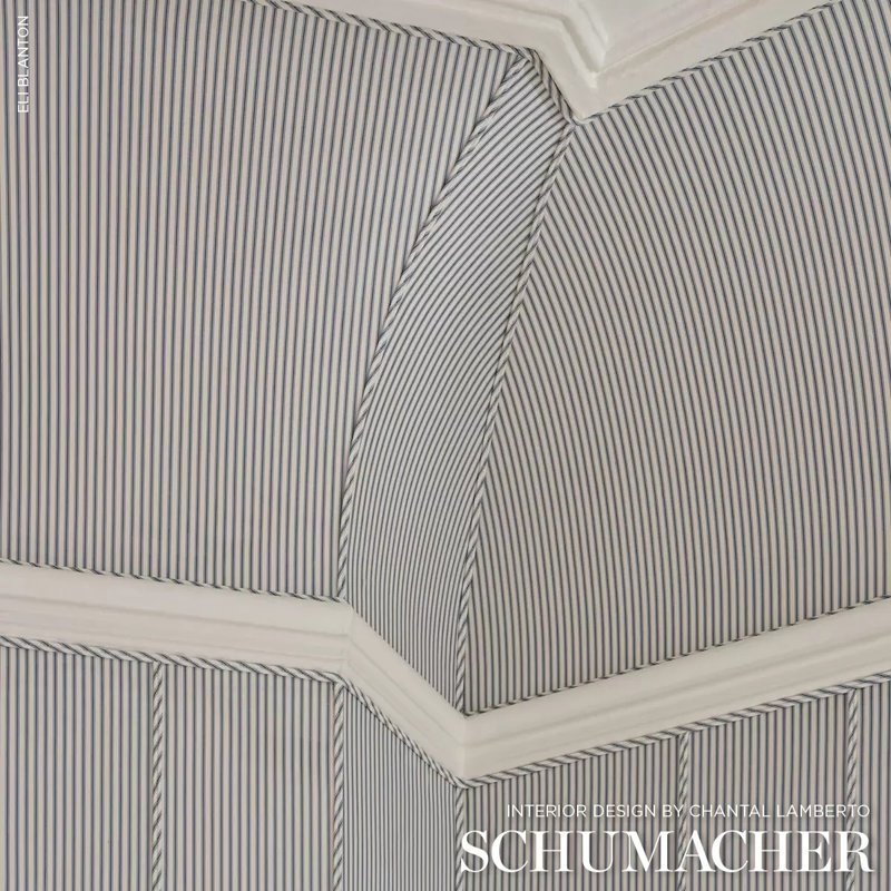 Wellfleet Ticking Stripe Fabric, Ocean