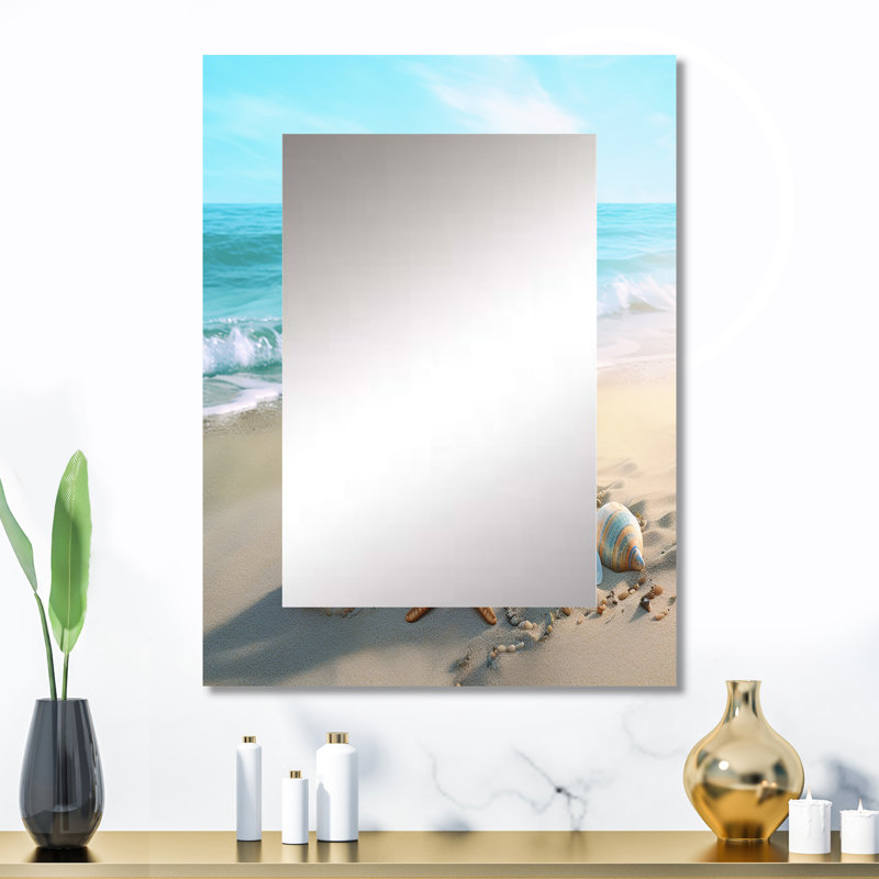 Coastal Seashore - miroir mural unique de plage, miroir moderne, impression d'art en métal, 32 po x 24 po