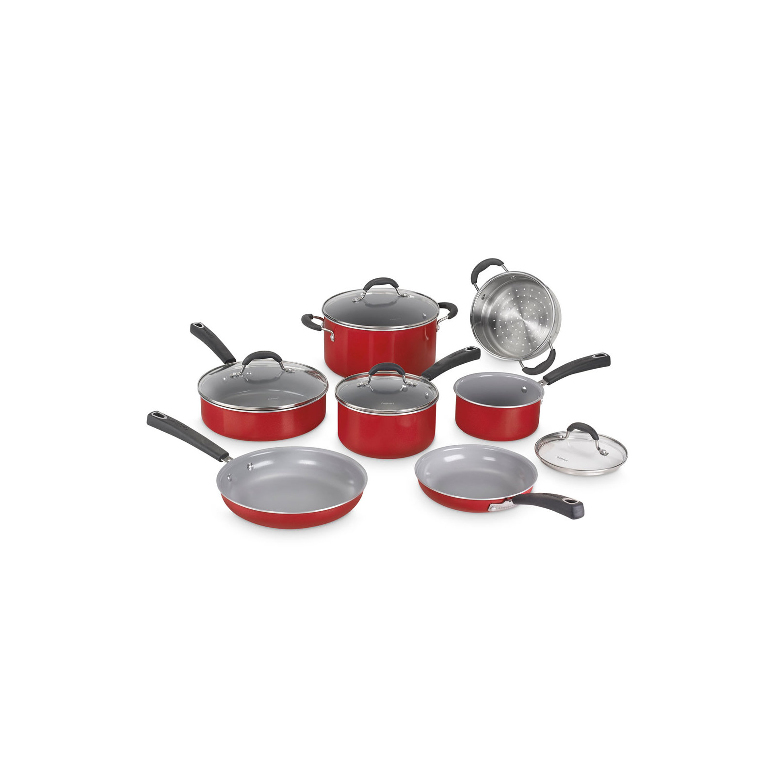 Cuisinart Ceramica XT 11-Piece Non-Stick Cookware Set, Red