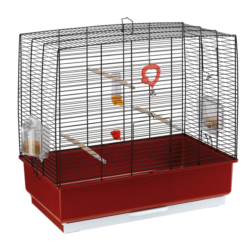 55cm Flat Top Table Top Bird Cage with Perch, Red