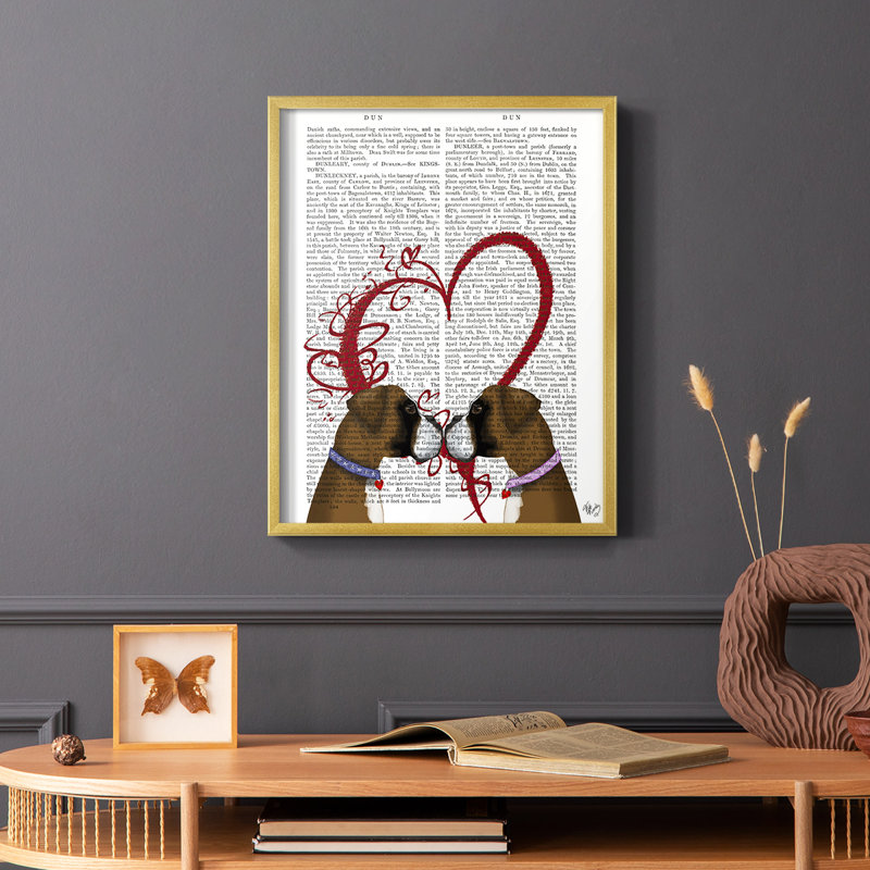 Boxer Love, reproduction encadrée - bois massif, H 20 po x l 16 po