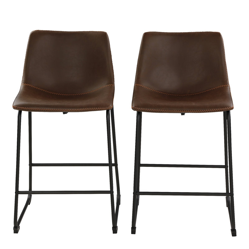 Winding Upholstered Counter Stool with Metal Frame, Grey
