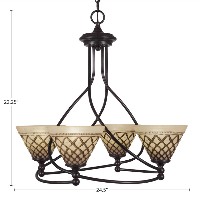 Skypark 4 Light Uplight Chandelier Shown In Dark Granite Finish With 7" Chocolate Icing Glass