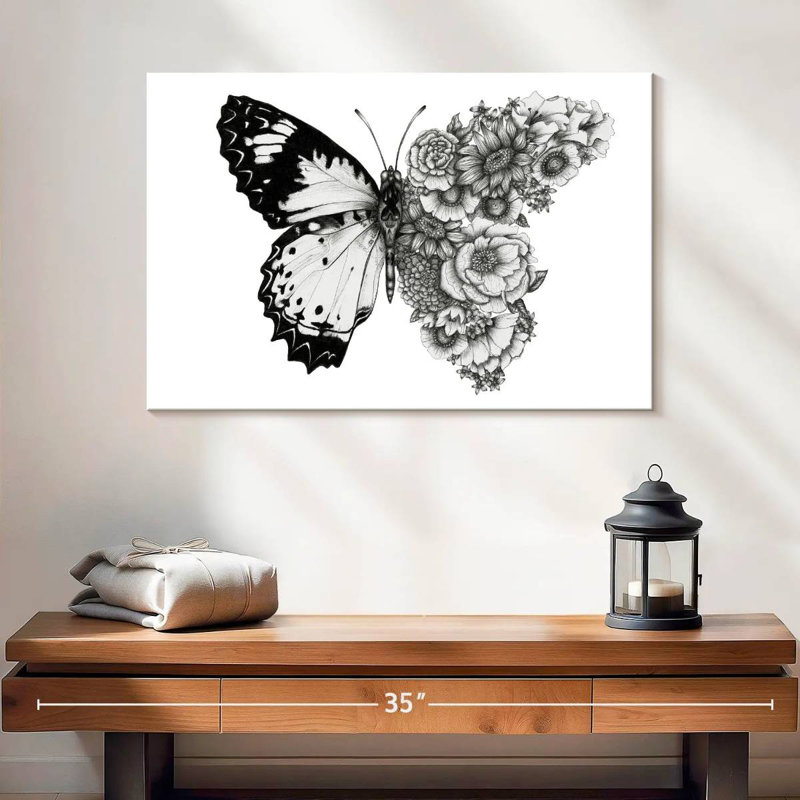 Brampt papillon en fleurs I, H 16 po x l 24 po
