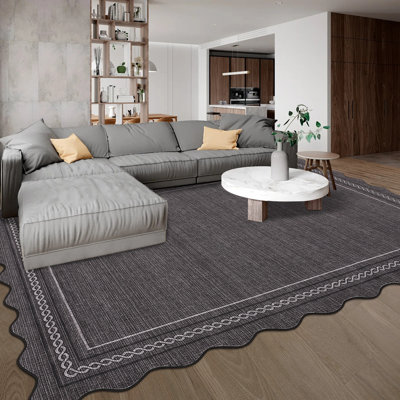 Tapis lavable festonné avec envers antidérapant et tapis antitaches pour le salon, la chambre à coucher, la salle à manger et la chambre de bébé
