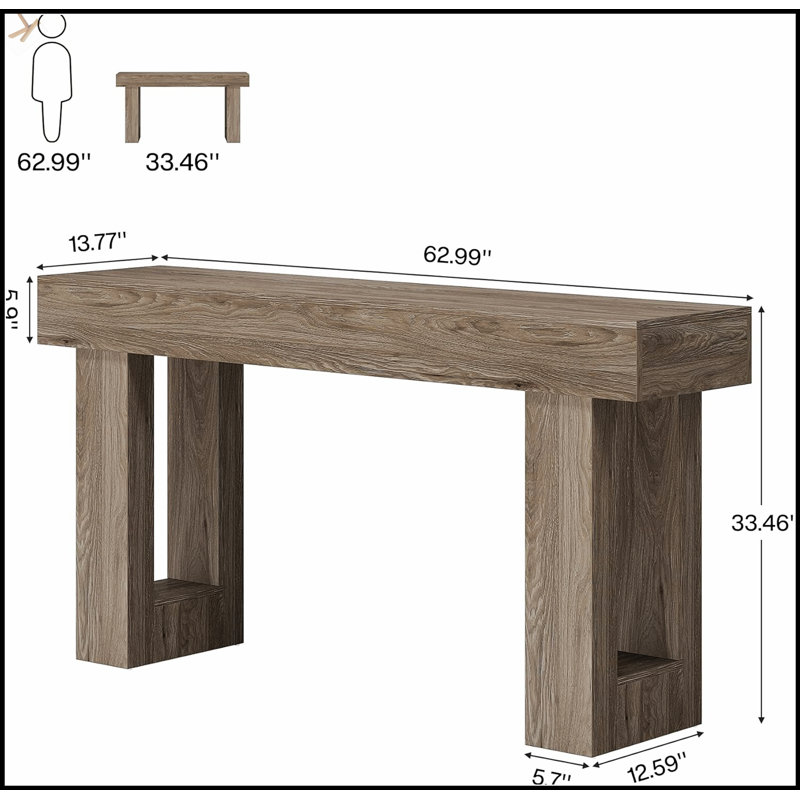 Elegant Wooden Console Table With Rustic Charm, Perfect For Enhancing Home Decor And Providing Ample Display Space., Gray