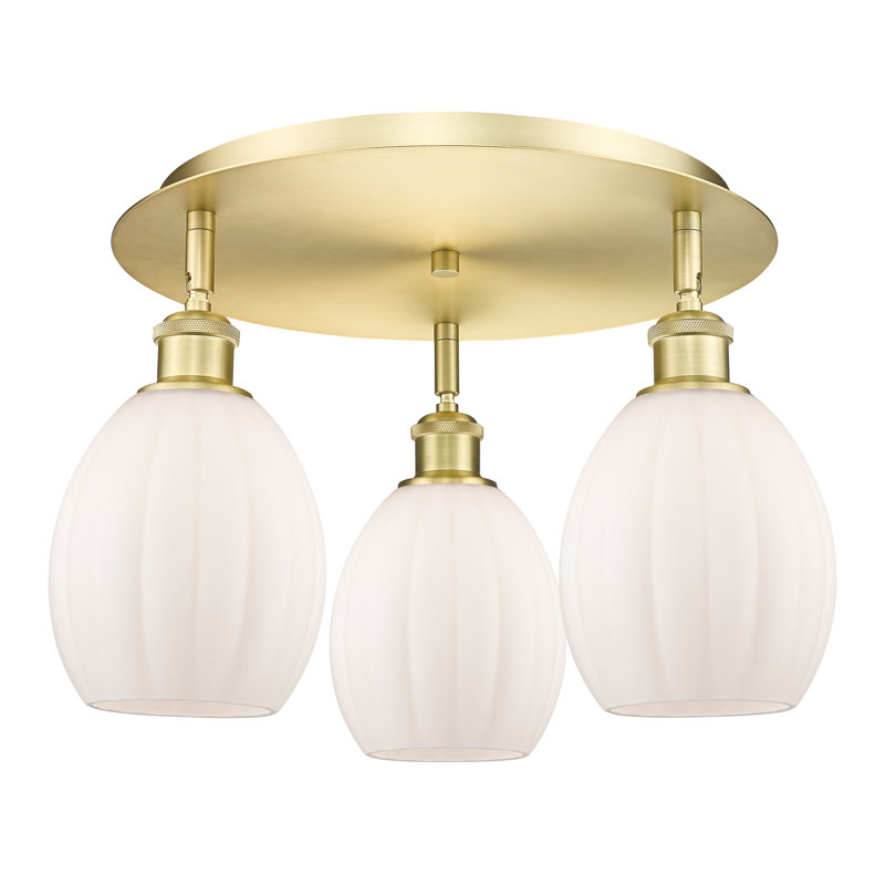 Plafonnier semi-encastré en verre Berl, Blanc mat, Or satiné