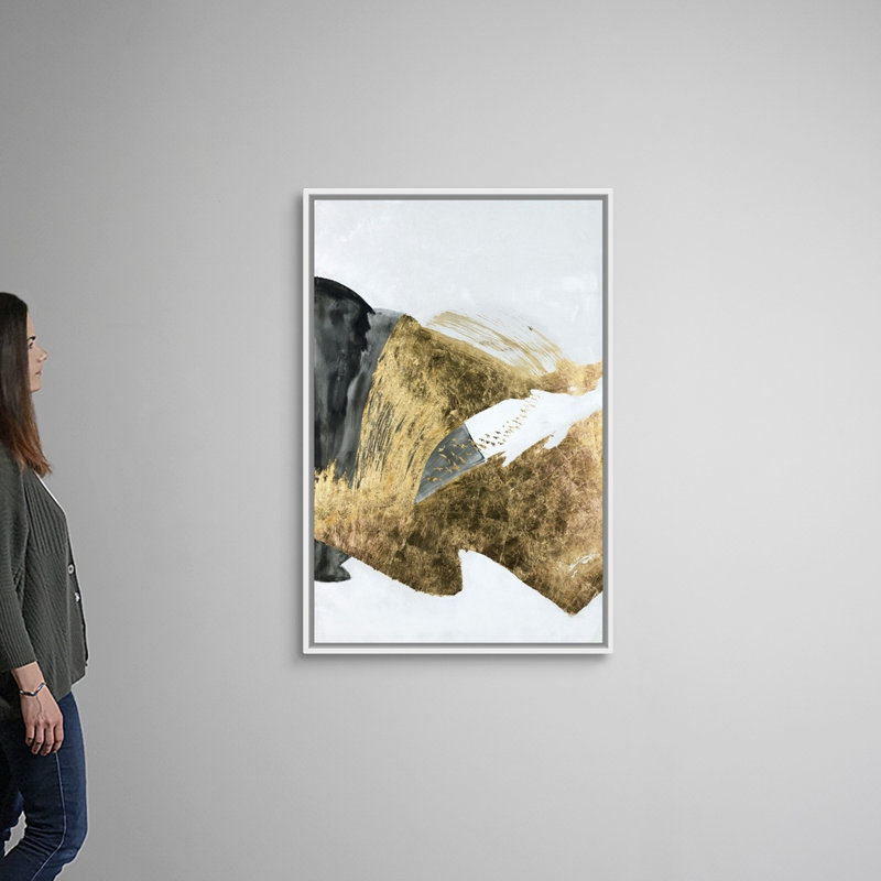 «Maximum Gold» par Joseph Michaels, reproduction d'art graphique sur toile, Cadre flottant blanc