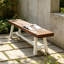 Banc de salle à manger en bois d'acacia avec cadre en métal noir rustique-129028198