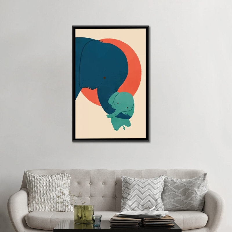 «Baby Elephant», impression sur toile, H 26 po x l 18 po x P 1,5 po, Toile encadrée noire, Pas de tapis