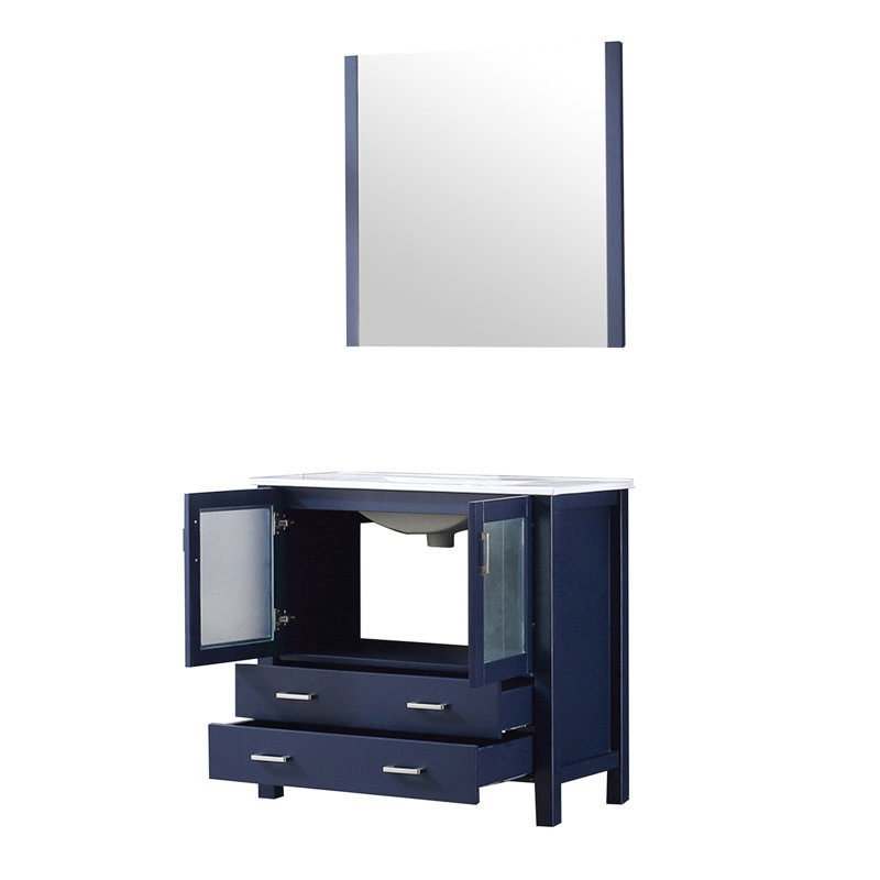 Meuble-lavabo de salle de bain 36 po X P 18,25 po D, plateau en céramique et Miroir, Navy Blue
