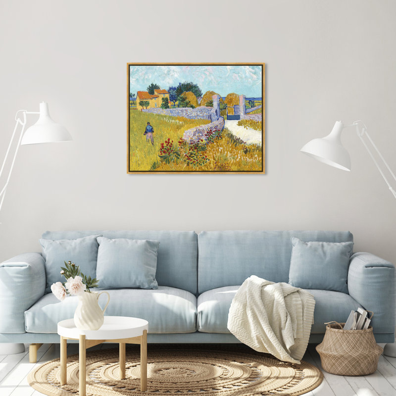 «Farmhouse in Provence» par Vincent Van Gogh - peinture sur toile, H 36 po x l 30 po, Cadre doré