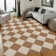 Machine Washable Easy Jute Area Rugs for Living Room Bedroom Distressed Checkered Office Carpet High Traffic Entryway Rug Non Slip Backing Trellis Farmhouse Floor Cover