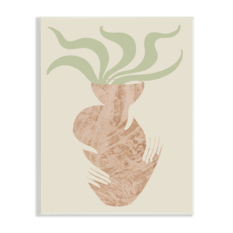 Mains rustiques tenant un pot de fleurs, L 13 po x H 13 po, Plaque murale