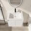 Meuble-lavabo flottant 24 po avec lavabo en résine - 2 portes à fermeture en douceur blanc brillant