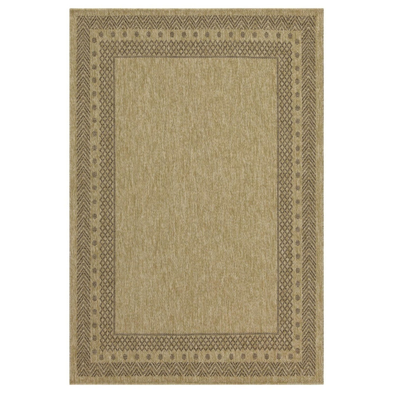 Tapis intérieur / extérieur en jute / noir Earth, Rectangle 7 pi 10 po x 10 pi 3 po, Naturel et brun clair