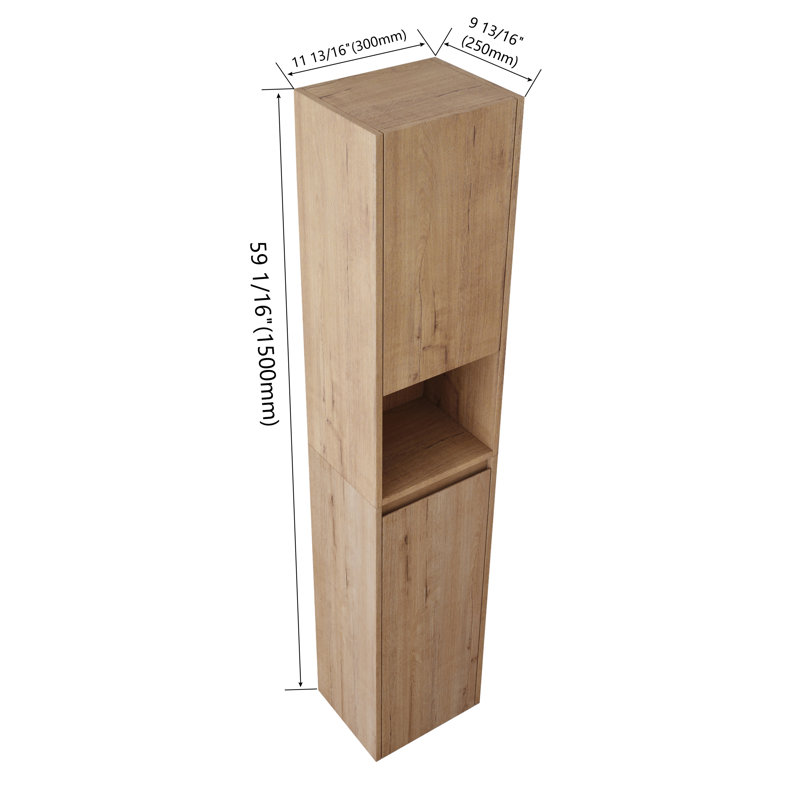 Armoire murale de salle de bain 12 "avec porte et tablette à fermeture en douceur, Imitation chêne