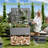 35.43" Wide Galvanized Steel Planter With Trellis & Wood Storage, Mobile Outdoor Privacy Screen With Deep 11.81" Planter Box & Drainage Holes-121447440-121447444