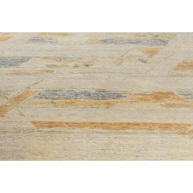 Hand Knotted Wool Abstract Indoor Rug, Rectangle 9' x 12'