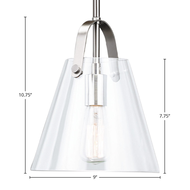 Luminaire suspendu 1 lumière Krusoe, Chrome brossé