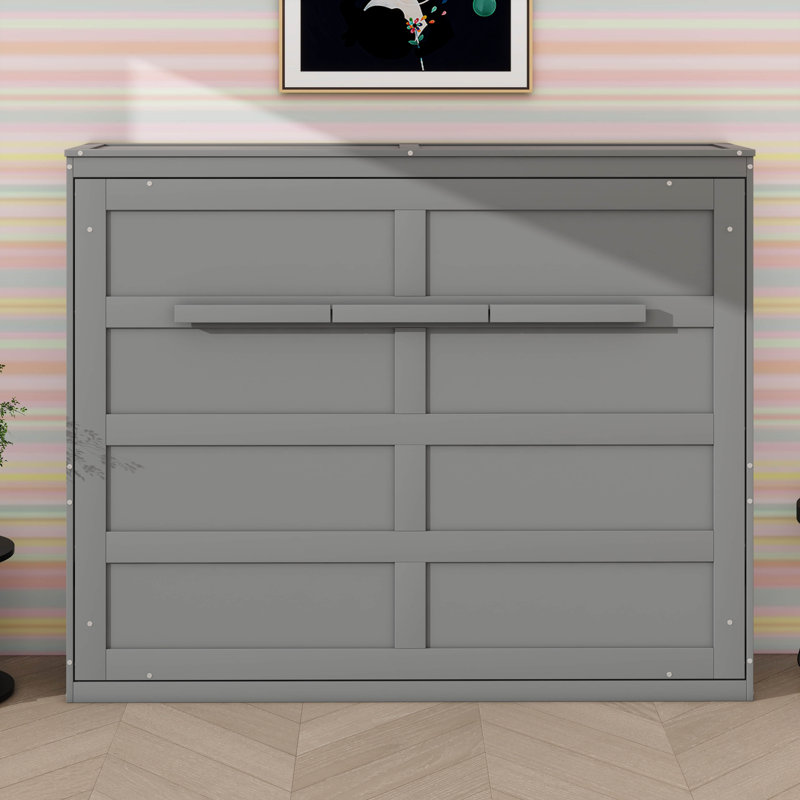Lit escamotable double pleine grandeur, Gris, Double